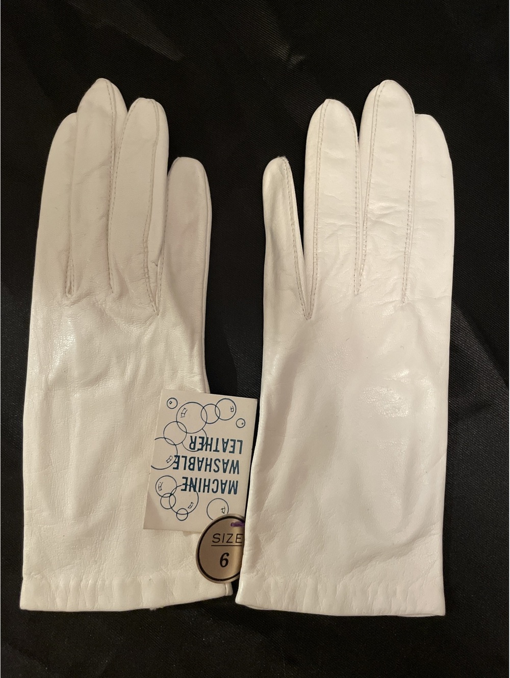 Vintage Ivory Leather Gloves Women's Size 6 Machine Washable NWT 80s 90s NOS